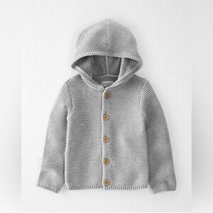 CARTER’S *Little Planet* Baby Organic Cotton Signature Stitch Cardigan, Grey, 9M